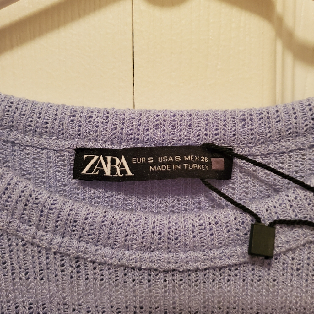 NWT Zara Lavender Long Sleeve Crop Top - Picture 4 of 10